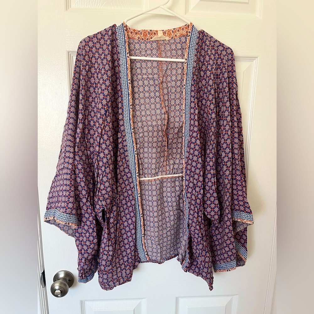 Sim & Sam Multi-Color Patterned Kimono - Medium